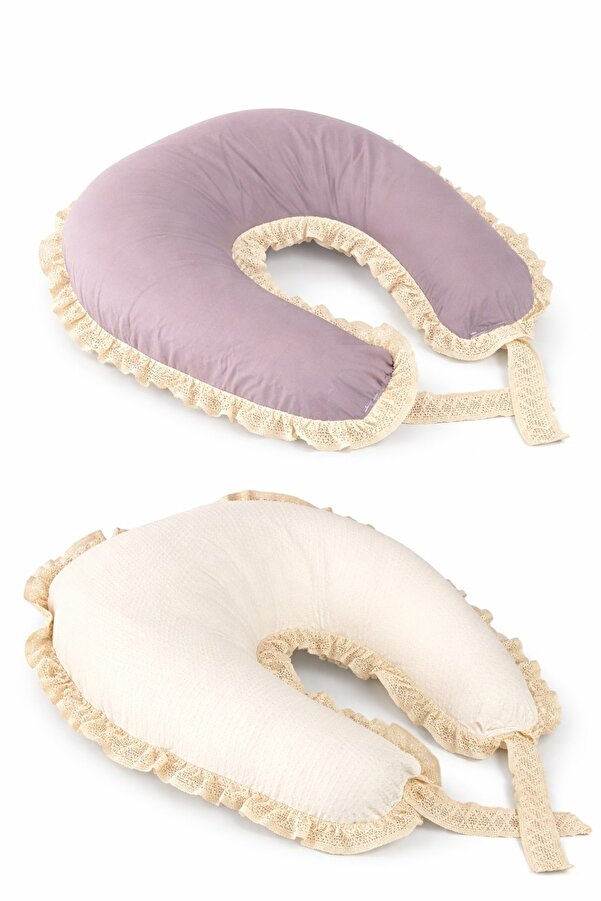 Jaju Baby Krem waffle - Taş Rengi %100 Pamuk Emzirme Yastığı – Ergonomik Destek + Yıkanabilir Kılıf