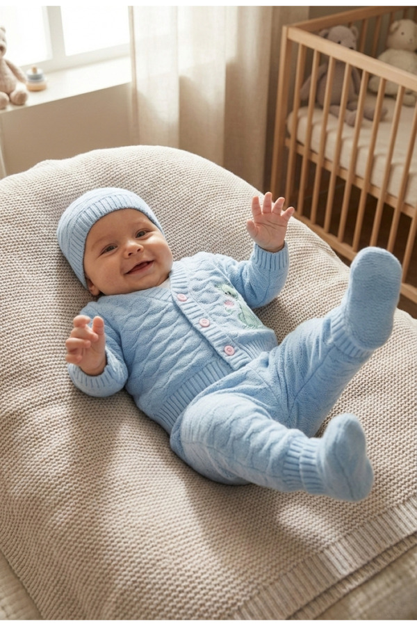 BUUFUU Bebek Triko Takım Uzun Kollu 4 Parça Set 0-6 Ay