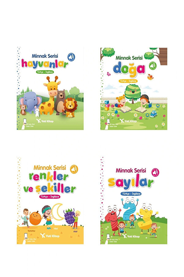 yeti kitap 0-2 Yaş Minnak Kitaplar Serisi Türkçe-ingilizce/sesli 0-24 Ay Bebek Kitapları Ilk Kitabım 4 Kitap