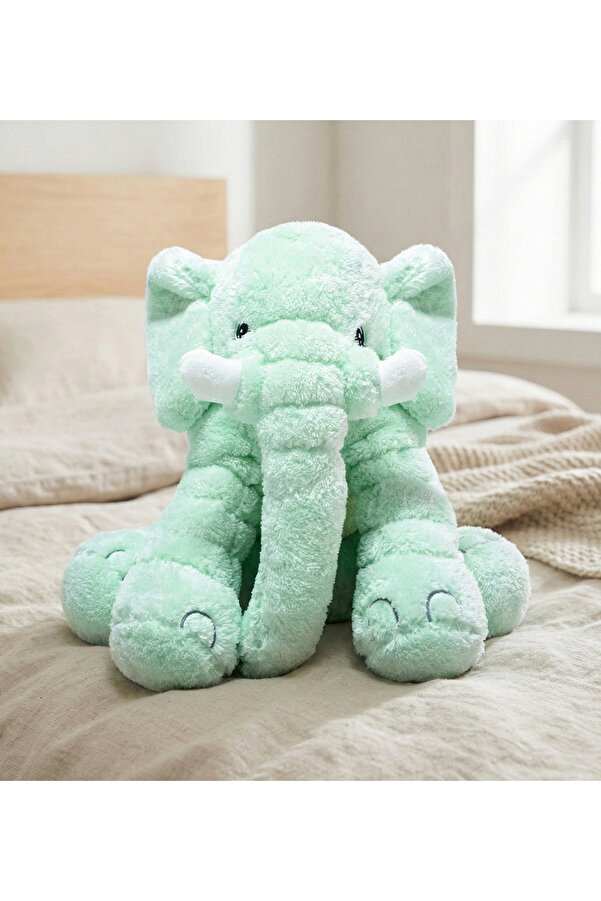 Pandamkee Gold Uyku Arkadaşım Fil - Büyük Yumuşak Peluş Fil 65 Cm Su Yeşili