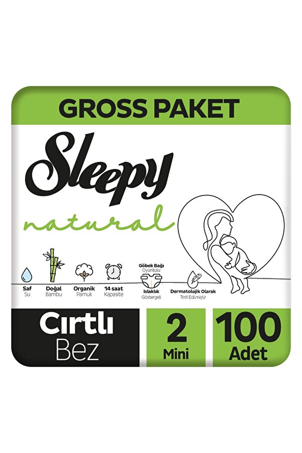 Sleepy Natural Gross Paket Bebek Bezi 2 Numara Mini 100 Adet