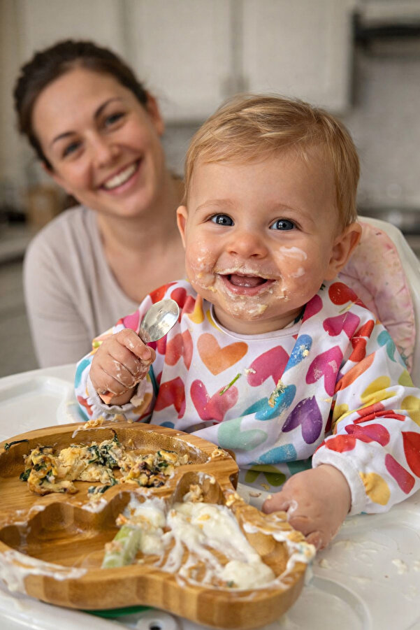 Lulunun Renkleri Su Geçirmez Uzun Kollu Bebek Mama Önlüğü – Kolay Temizlenebilir, Leke Tutmaz, 6-24 Ay