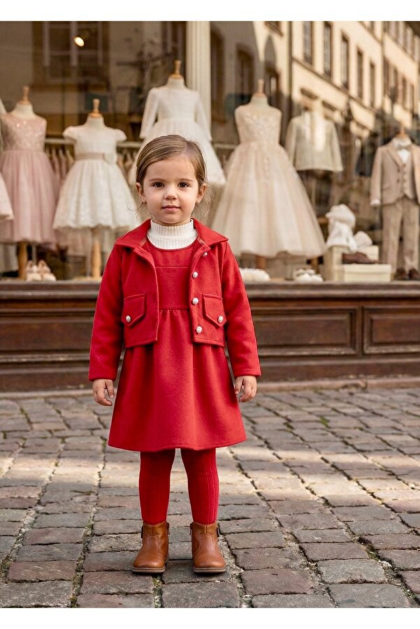 miaras baby Kız Çocuk Ceketli Jile Elbise Takım