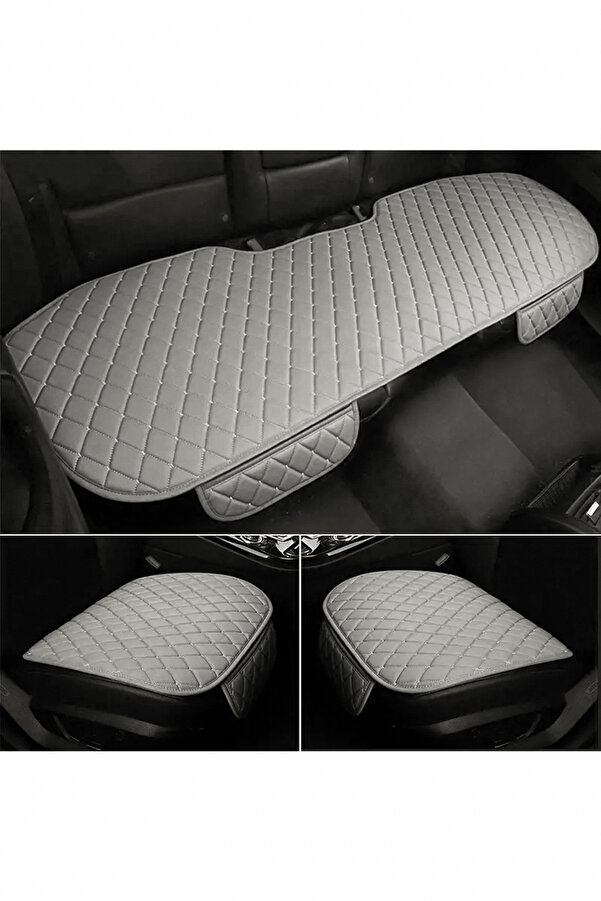 Bod Dali Serisi Deri Koltuk Minder Koruma Kılıfı Oturak 3 Lü Set Gri