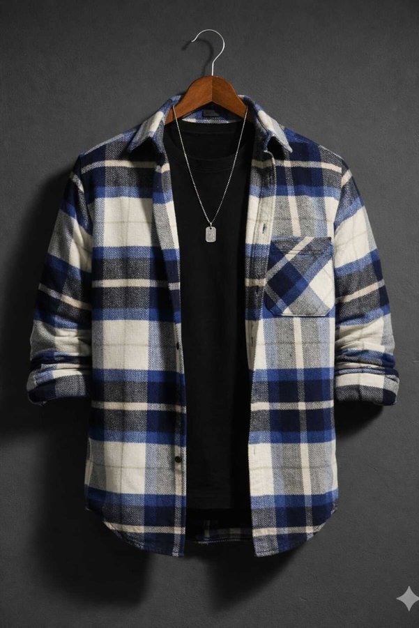 YNGMENCLASS Single Pocket Detailed Plaid Textured Cashmere Cotton Winter Lumberjack Shirt