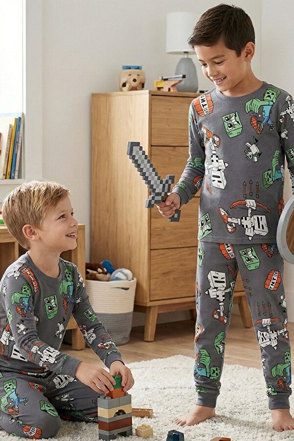 zuzunga Computer Game Desenli Erkek Çocuk Pijama Takımı