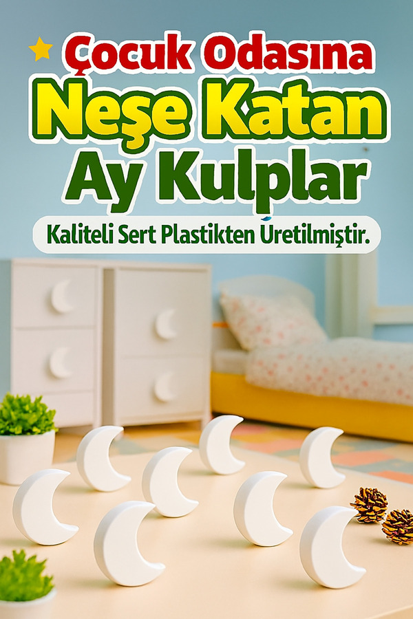 Rekatech Ay - Hilal Tasarımlı Özel Çocuk Odası Kulpları -(Tekli)
