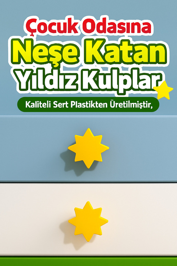 Rekatech Özel Tasarım Güneş Desenli Çocuk Odası Kulpları