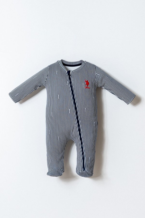 U.S. Polo Assn. Baby Boy Shirt Collar Embroidered Summer Regular Fit Navy Blue Overalls Usb2862-C-V1