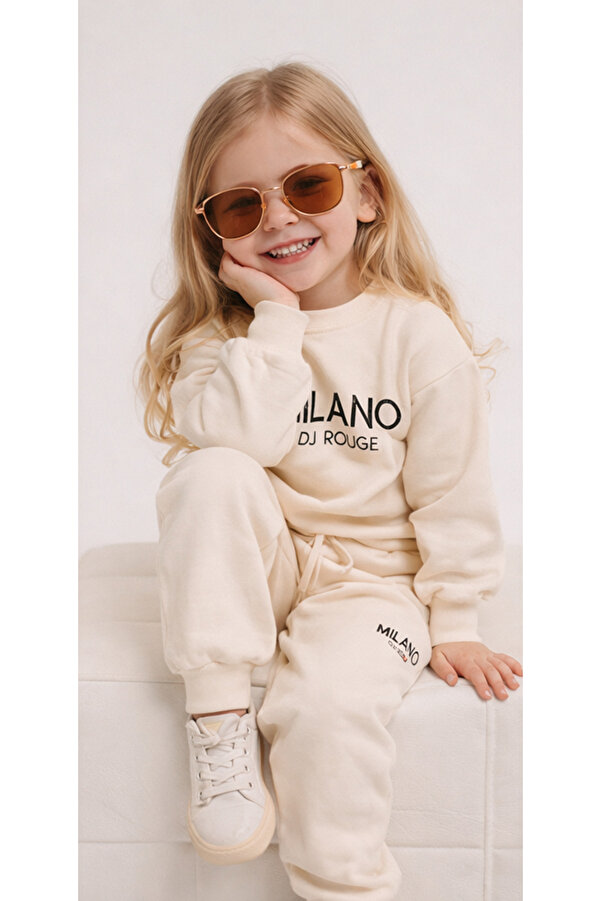 LittlePoffy Çocuk Oversize Baskılı Alt Üst Bebek Çocuk Eşorfman Takımı