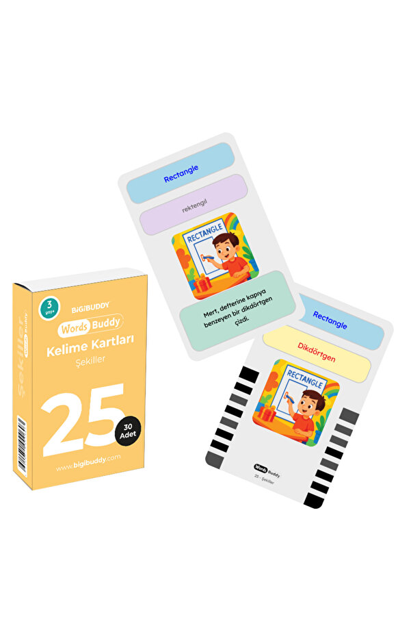 Bigibuddy İngilizce Türkçe Eğitici Sesli Kelime Kartı WordsBuddy Şekiller 25 (BigiOne İle Çalışır)