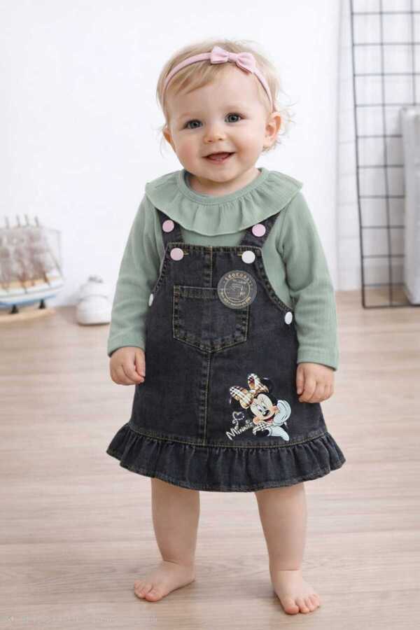 CROCODAYS Kız Çocuk Kot (JEANS) Baskılı Badili Jile Takımı (6/9/12/18) Ay