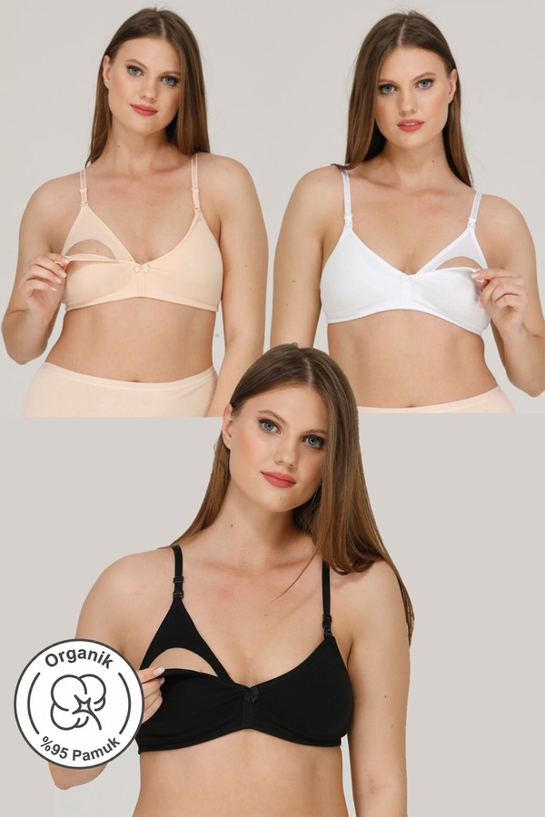 par lingerie pl 3LÜ EMZİRME SÜTYENİ SİYAH BEYAZ TEN
