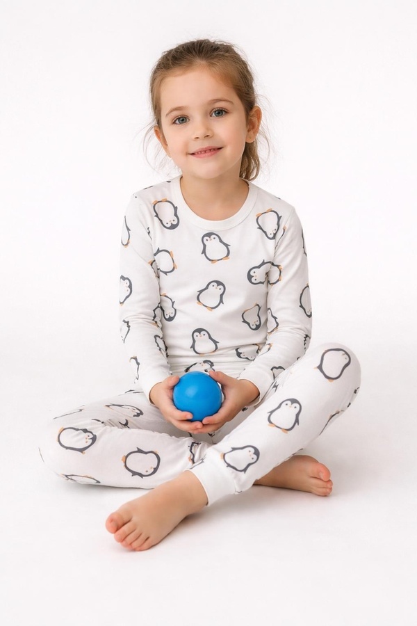 Çamaşır Bahçesi Uzun Kollu Desenli Çocuk Pijama Takım #baskılıçocukpijamatakım #çamaşırbahçesi #penguen2desenpijama