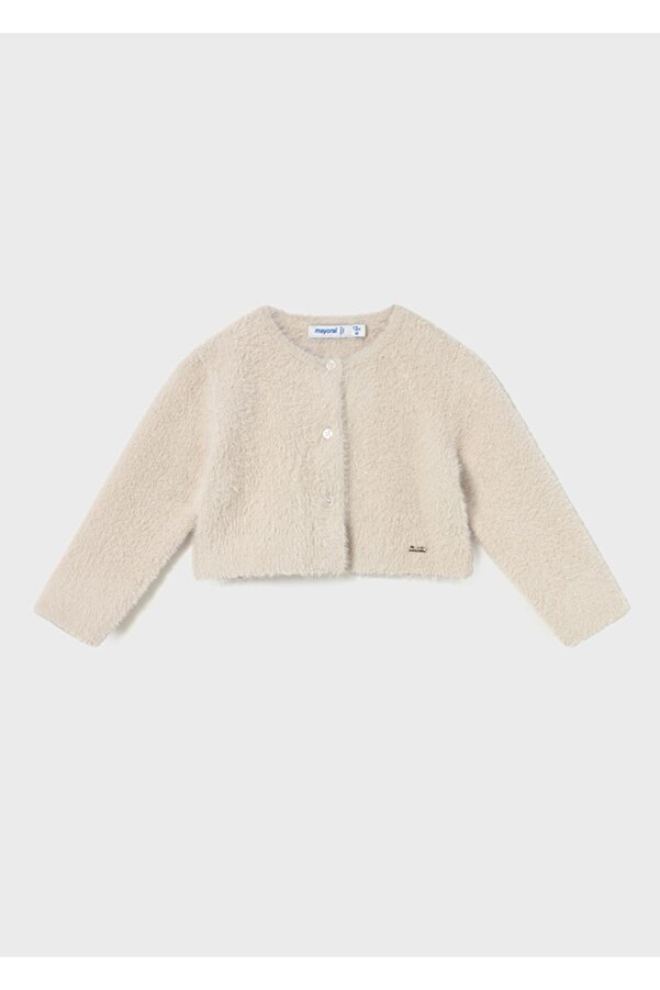 Mayoral 1-4 Yaş Kız Çocuk Tüylü Düğmeli Uzun Kollu Hırka Bej