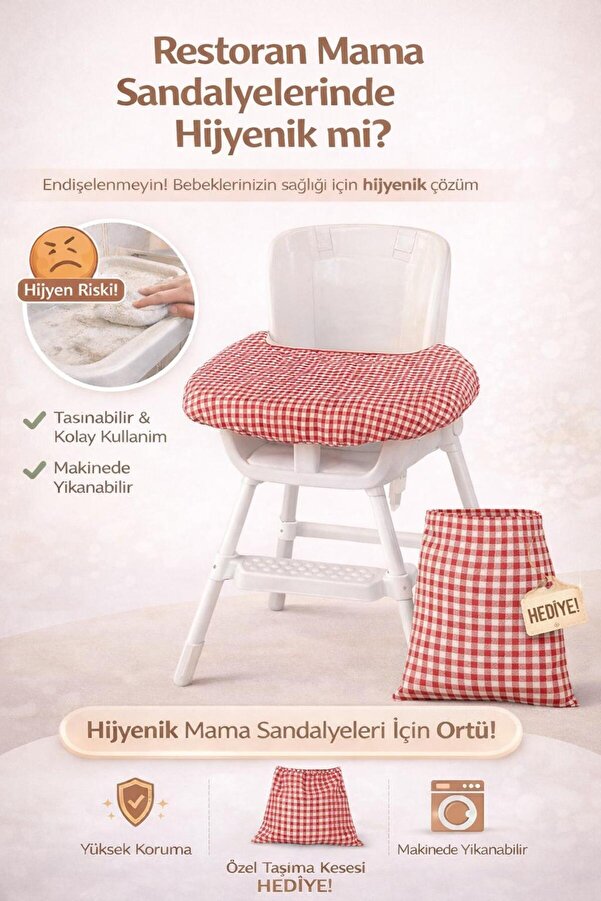 ENHA BABY Mama Sandalyesi Örtüsü Ve Taşıma Kılıfı -kırmızı-