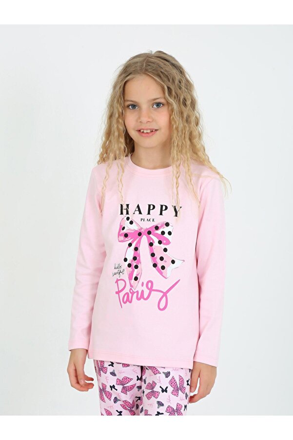vitmo Kız Çocuk Uzun Kollu %100 Pamuklu Pijama Takımı Place Paris