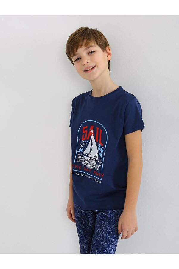 vitmo Erkek Çocuk Kısa Kollu %100 Pamuklu Pijama Takımı Sail