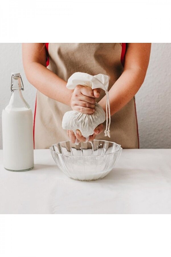 Göcen Ambalaj Çanta Badem Sütü Peynir Yoğurt Süzme Kesesi Yıkanabilir Kese Natural Süt Süzme Bezi