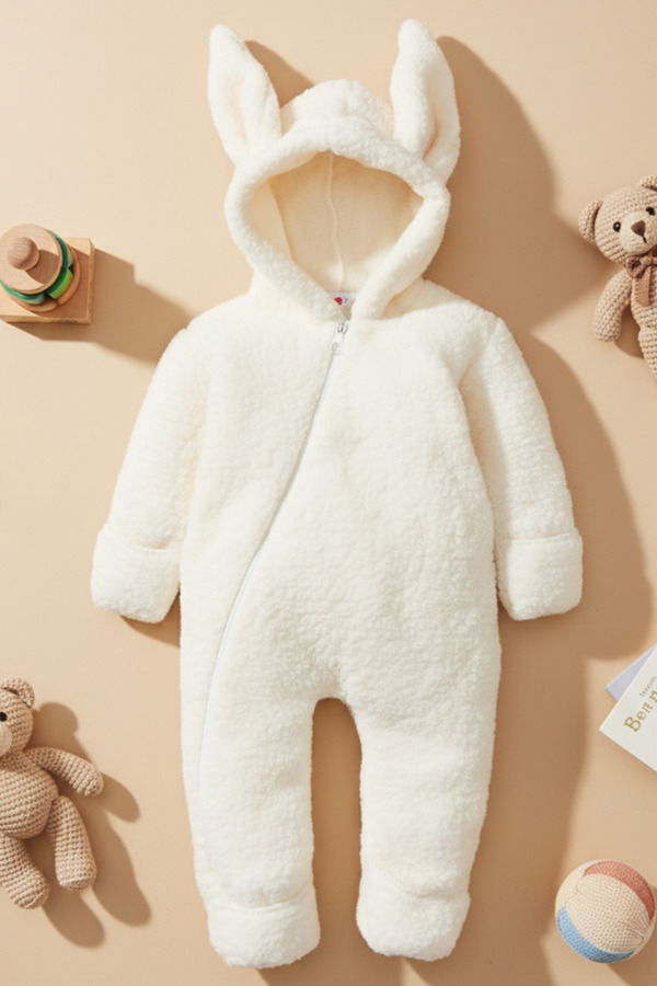 bshood X İpek Atlas Kız Bebek Ve Çocuk Peluş Patikli Tavşan Tulum