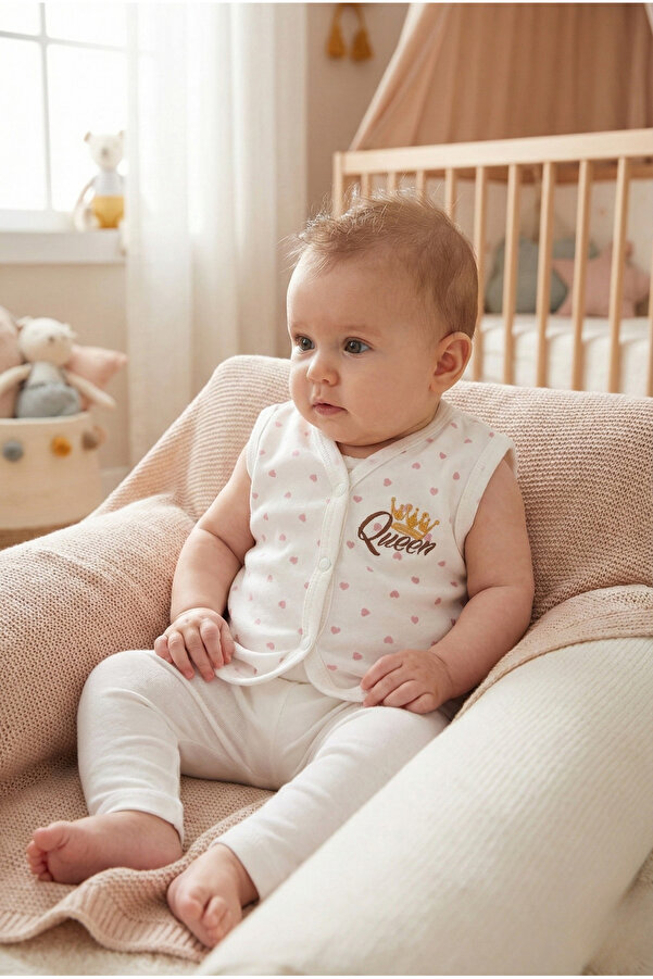 Elbebek Baby %100 Organik Pamuklu PENYE Kız Bebek Yelek ( 6-9, 9-12, 12-18 Ay )