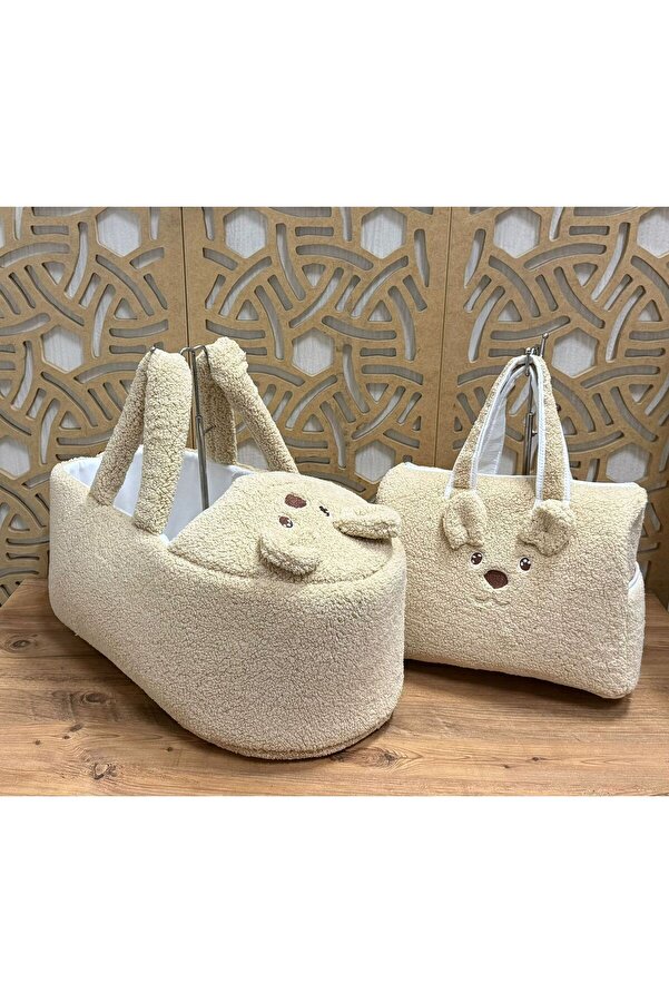 İLALKİDS Ayıcıklı Pelüş Model Bebek Taşıma Çantası Bebek Bakım Anne Çantası