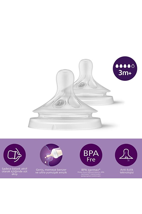 SHC42000 Doğal Tepkili Response 2'Li Biberon Emziği No:4 3+ Ay