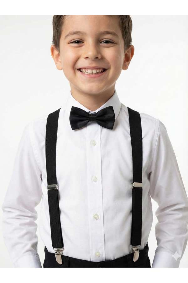 tinytrends Erkek Bebek Çocuk Askı Papyon Seti Bayram 1-12 Yaş Uyumlu