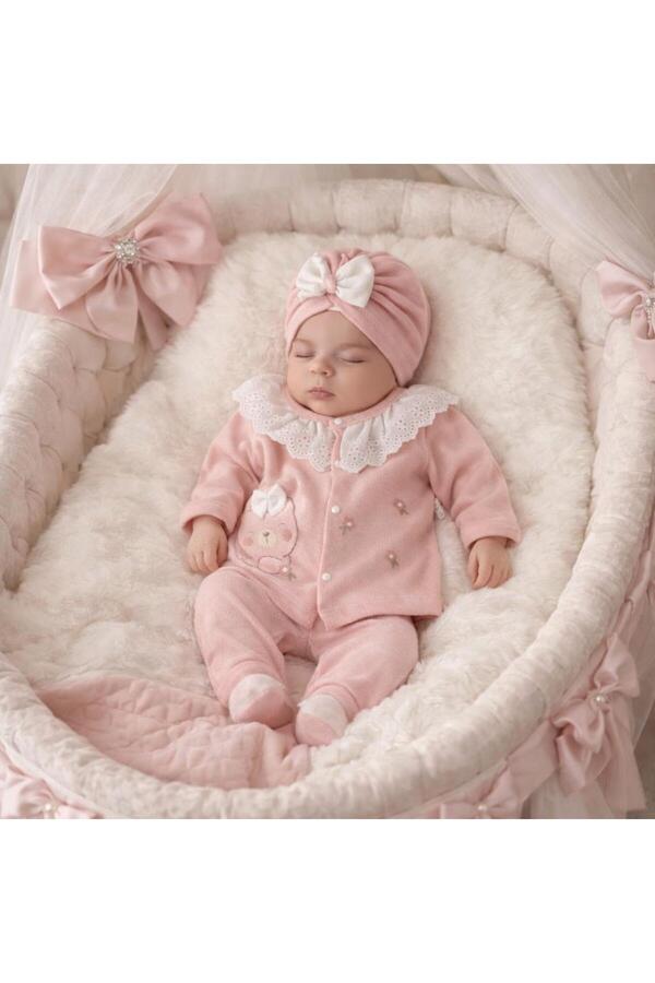 Arin Baby 5 'Lİ FİYONKLU FİSTOLU %100 PAMUK YENİ DOĞAN KIZ BEBEK HASTANE ÇIKIŞ SETİ/KIZ BEBEK ZIBIN SET