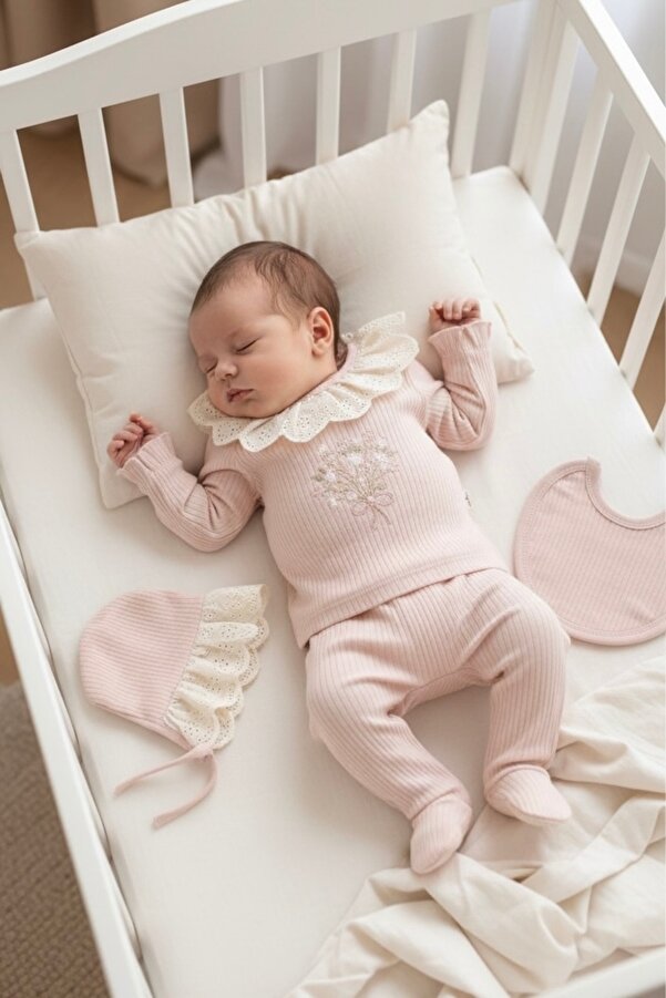 Cherub Baby Çiçek Buketi 5li Set Kız Bebek Yenidoğan 5 Parça Hastane Çıkışı Zıbın Seti