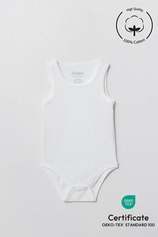 Minibess %100 Pamuk 5 li Beyaz Atlet Çıtçıtlı Bebek Body