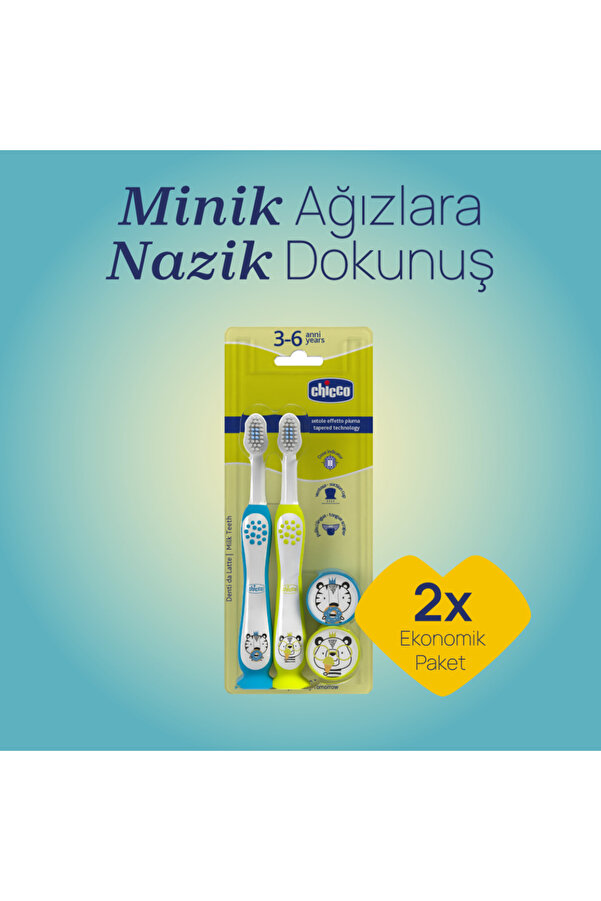 Chicco 2'Lİ DİŞ FIRÇASI 3-6 YAŞ TIGER-PANDA