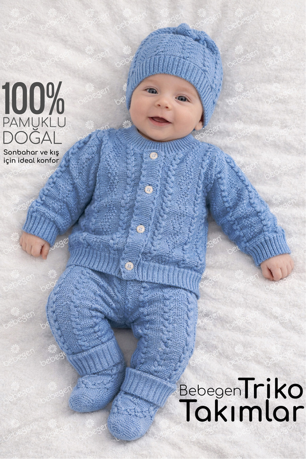 bebegen Mavi Bebek Triko 4 lü Takım