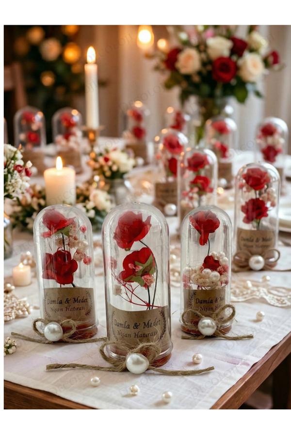 Decoloji Söz, Nişan, Kına, Düğün, Sünnet, Bebek, Mevlüt, Nikah Şekeri Hediyelik Hatıra Plastik Çiçek, 10 Adet