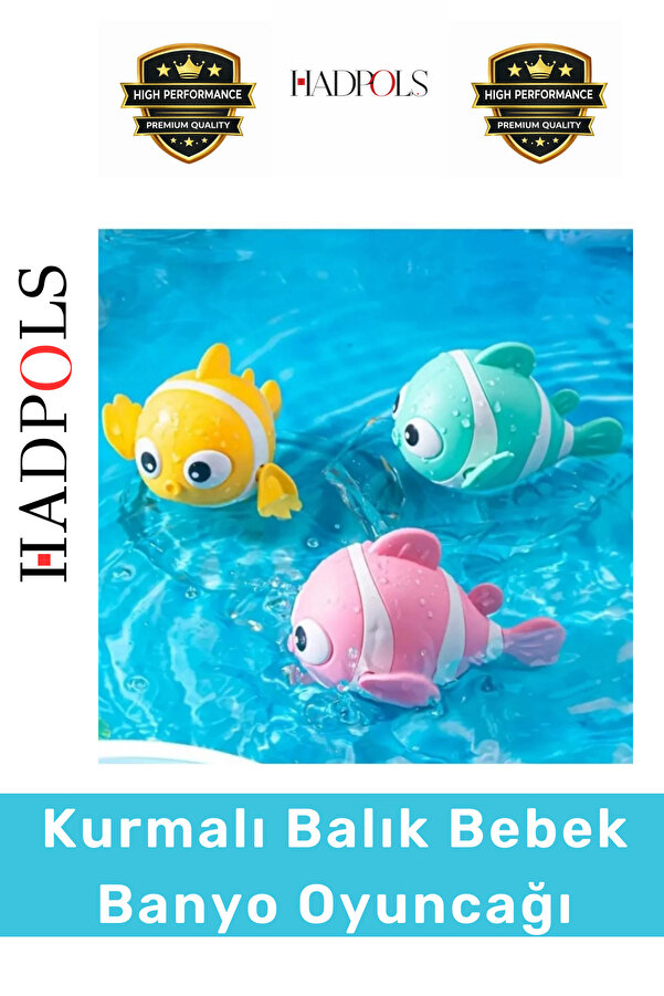 HadPols #BanyoOyuncağı Kurmalı Sağlam Yüzen Balık Hareketli Bebek Küvet Havuz Eğlencesi Pilsiz Su Oyuncağı