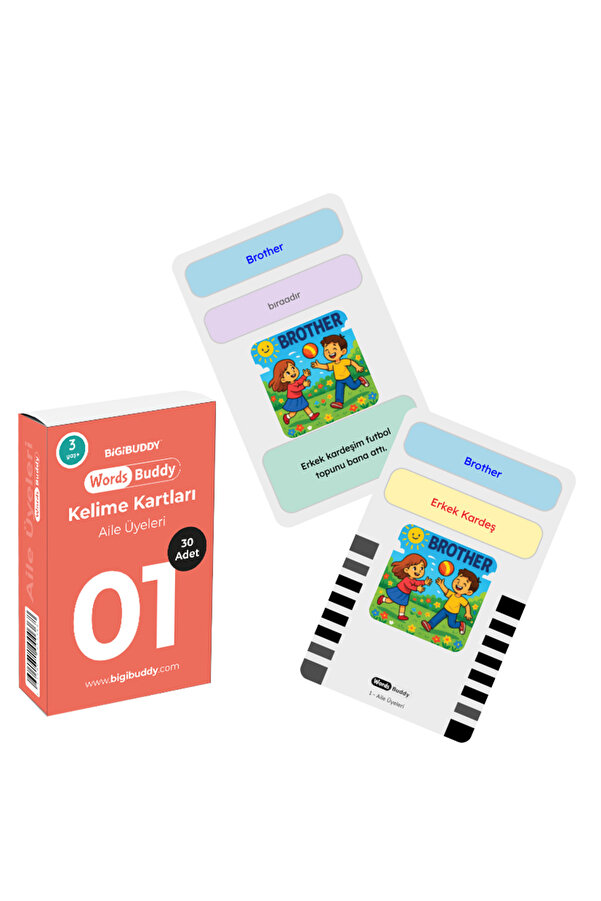Bigibuddy İngilizce Türkçe Eğitici Sesli Kelime Kartı WordsBuddy Aile Üyeleri 01 (BigiOne Uyumlu)