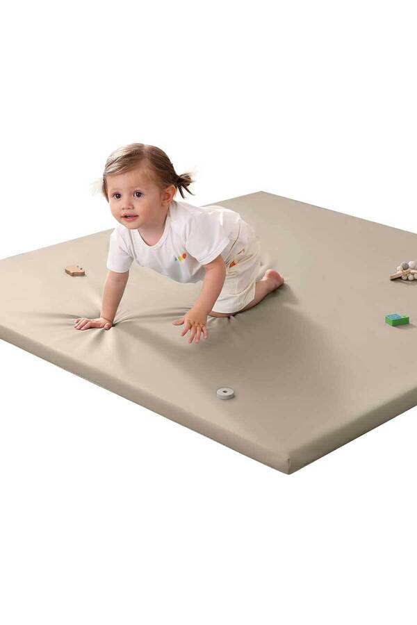 RevuBaby Deri Oyun Matı, Su Geçirmez Emekleme Oyun Matı Oyun Halısı 120X120 CM 5 Kalınlık