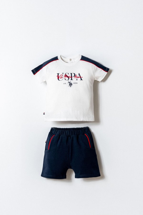 U.S. Polo Assn. Baby Boy White Shorts Set
