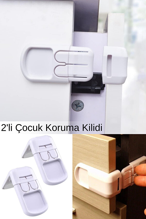 Privo Çocuk Koruma Kilidi Köşe Tip 2 Adet Bebek Güvenlik Kilidi Dolap Çekmece Kapak Emniyet Aparatı
