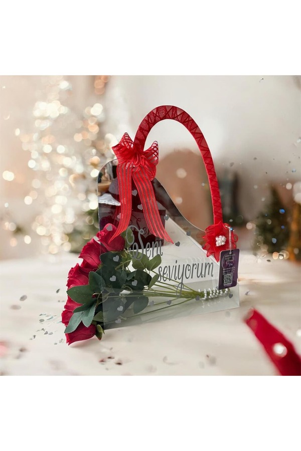 SADEM GİFT Şeffaf çantalı YILDÖNÜMÜ DOĞUM GÜNÜ SEVGİLİLER GÜNÜ HEDİYE AÇILIŞ KUTLAMA TEBRİK