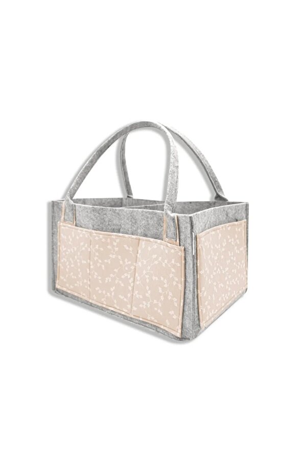 DGSTYL3 Keçe Anne Bebek Bakım Çantası 772 Somon Çiçek