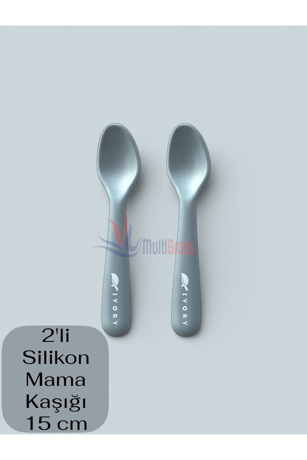 Multiamo 2'li Silikon Mama Kaşığı 15 cm %100 Silikon BPA Free