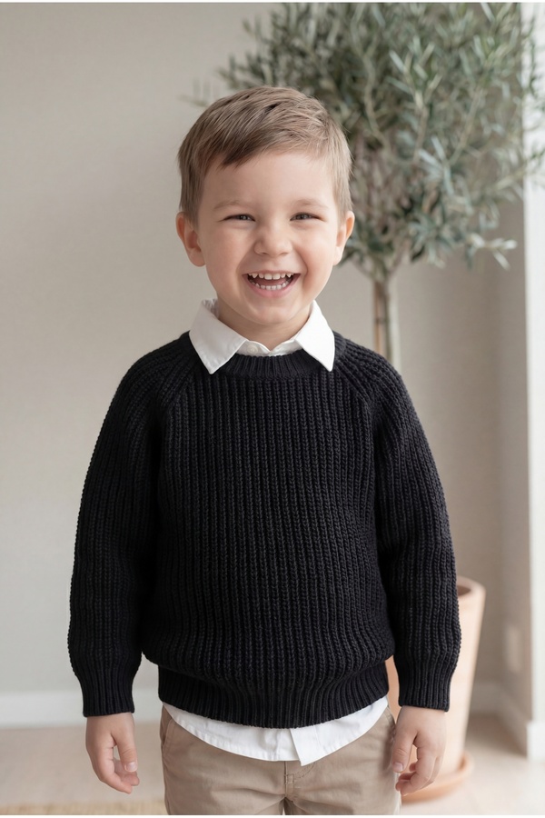 Babily Bebek Çocuk Dikişsiz Premium Triko Kazak Esnek Unisex Yumuşak Kalın