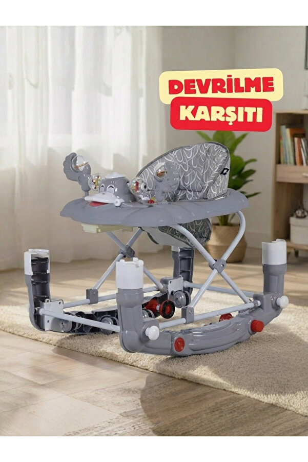 modabebekler Test Edildi, Onaylandı 3 Kademeli Sallanmada Bile Devrilmeyen Ultra Güvenli Yürüteç gri