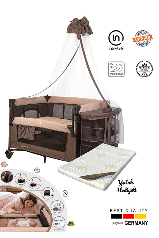 Holmer ALOEVERA YATAK'lı Cibinlikli Anne Yanı Park Yatak 70x110cm Bej