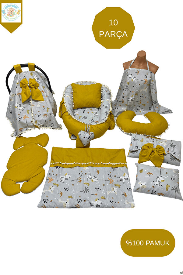 Happy Baby Dikiş Atölyesi 10’lu Babynest Puset Örtüsü Alt Açma Emzirme Yastığı Emzirme Önlüğü Ana Kucağı