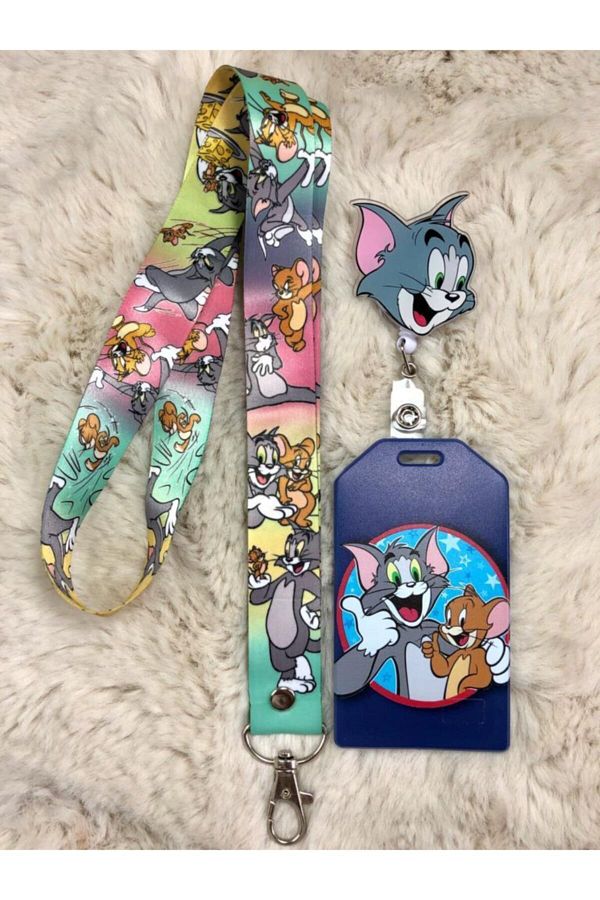Hediyebum-Tom And Jery Neck Strap Tom Yoyo And Card Holder Set 1
