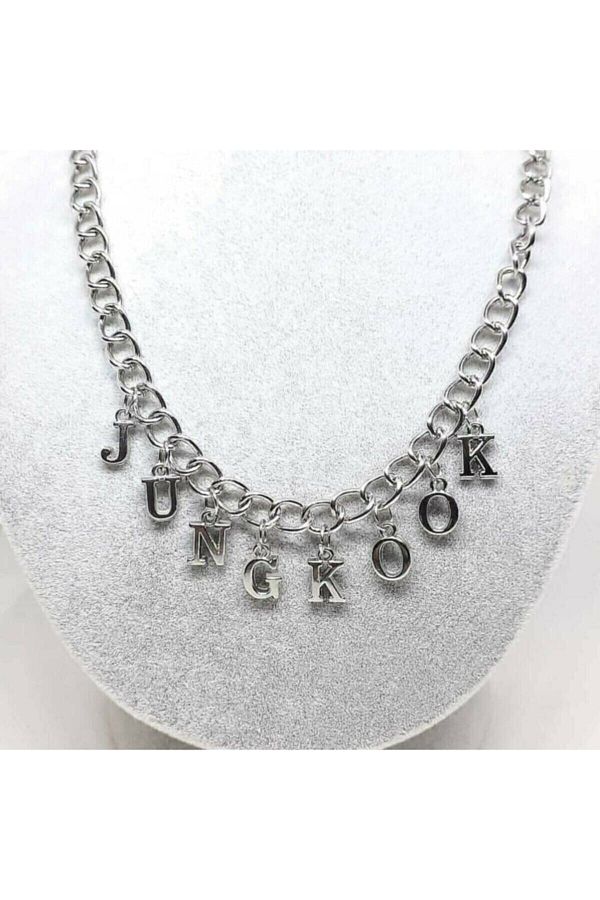 AlpCollection-Gray Jungkook Lettered Bts Army 45cm Chain Gift Necklace 1