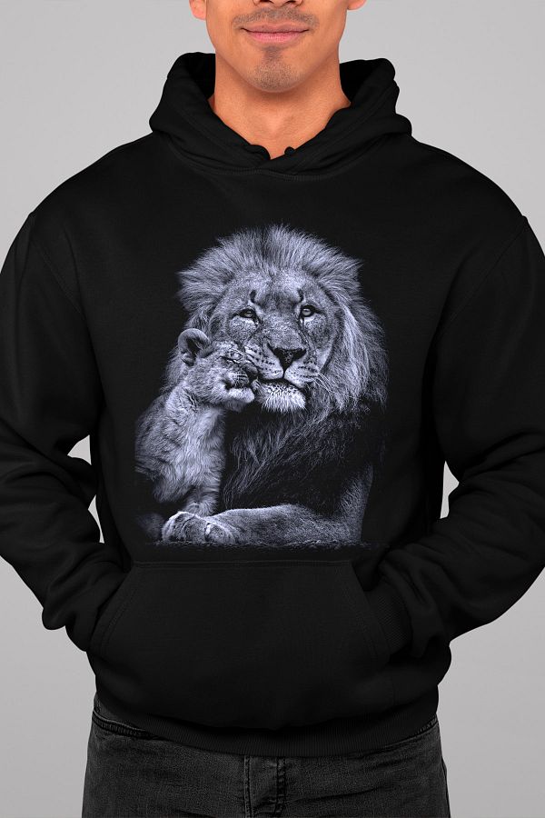 GrafikModa Black Unisex Lion Hoodie Trendyol