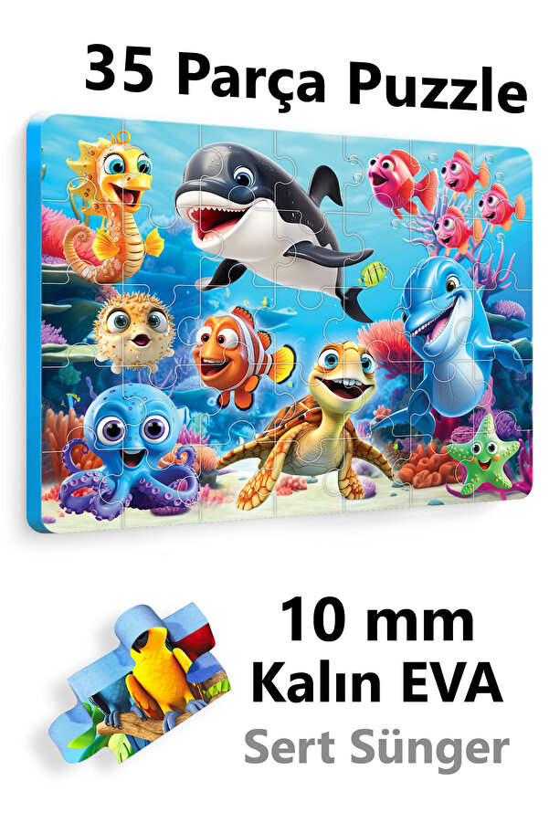 EVAKANCA 35 Parçalı Kalın EVA Puzzle Yapboz Deniz Altı